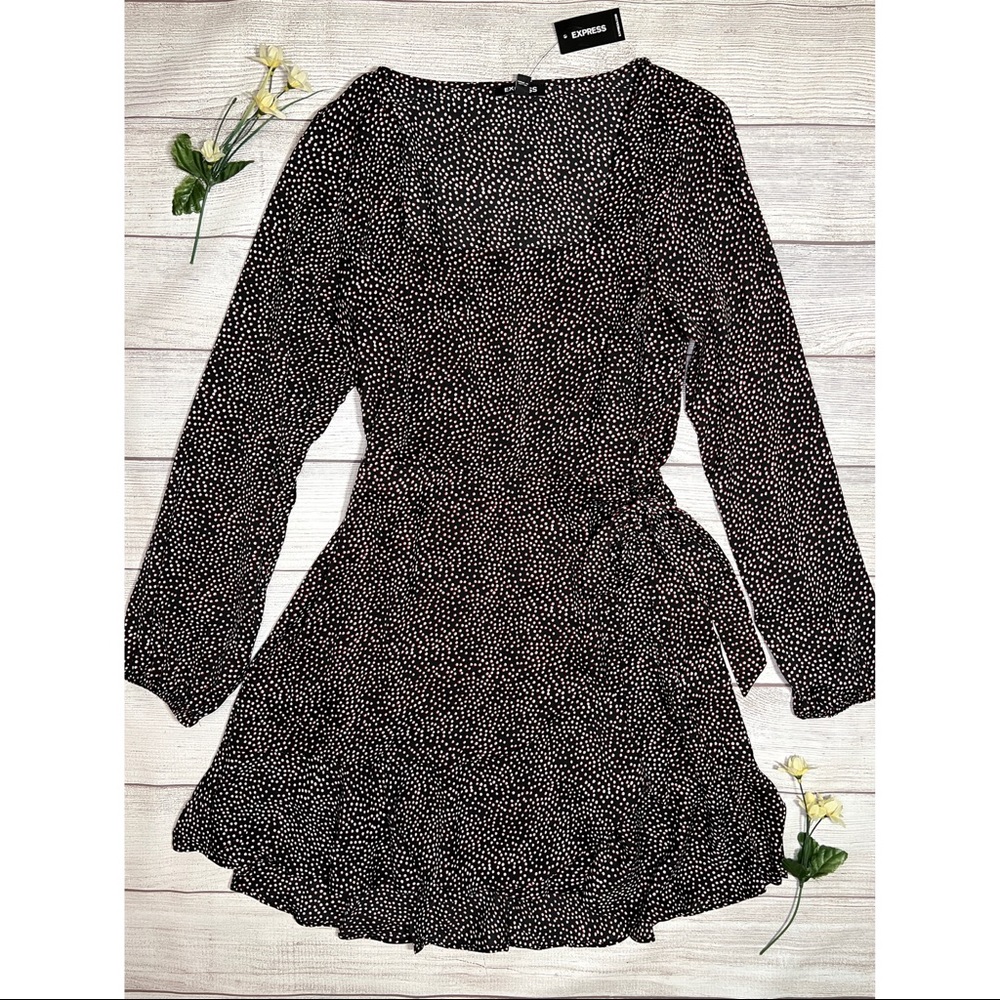 EXPRESS Square Neck Ruffle Wrap Dress - Picture 14 of 16